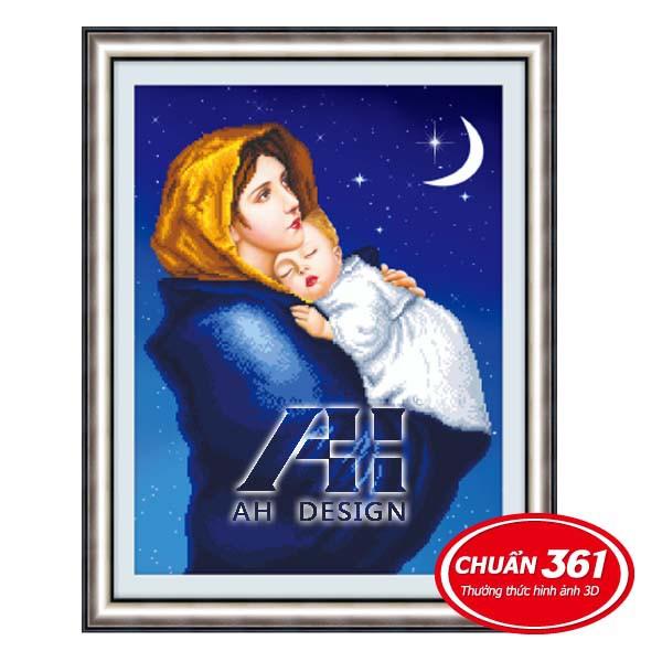 Tranh thêu đức mẹ maria bồng chúa 3d ailuo al53379