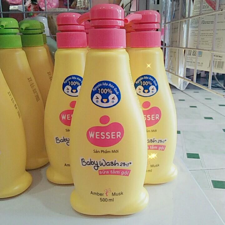Bộ 4 chai Sữa tắm gội Wesser 500ml (Hồng) - sua tam goi