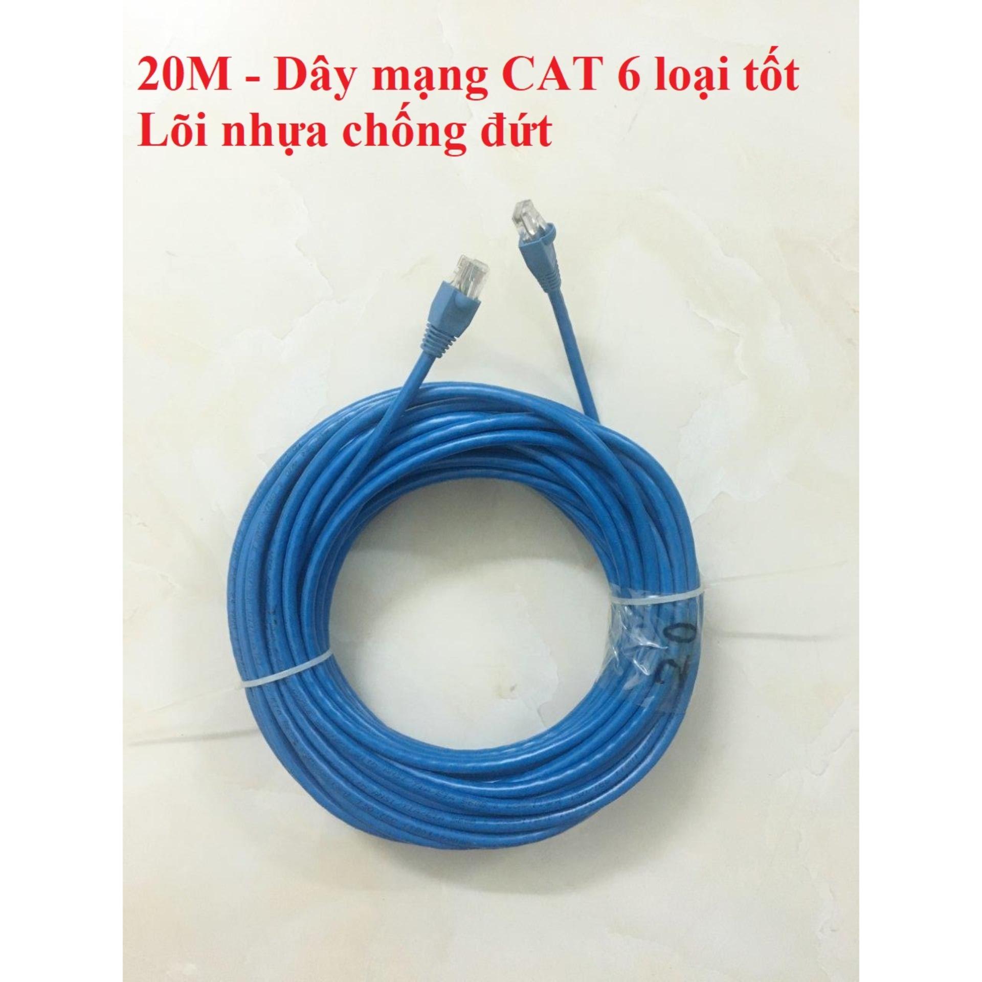Dây cáp mạng internet/ mạng LAN 20m bấm sẵn 2 đầu (CAT 6 loại tốt)