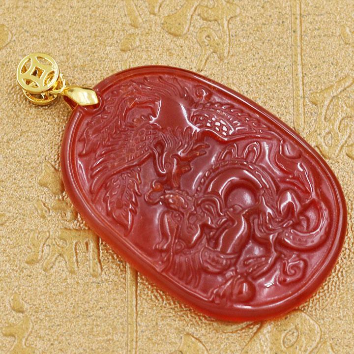 Vòng cổ Ngọc bội Long phượng thạch anh đỏ