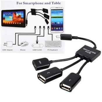 BolehDeals 3in1 Micro USB OTG Hub Host Extension Adapter Cable For Android Phone Tablet - intl