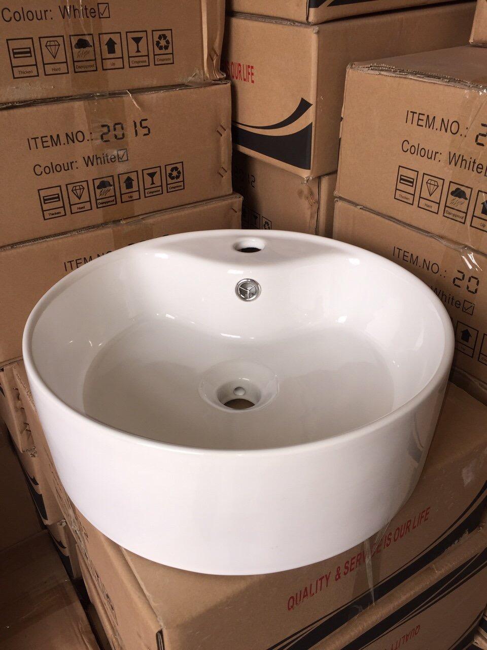 chậu lavabo sứ men tuyết đặt bàn dạng vuông