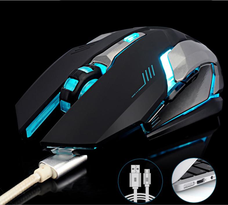con chuột máy tính, chuot may tinh gia re - Chuột dùng pin sạc X7 cao cấp, Đèn Led đổi màu bắt mắt, Sản phẩm ưa thích của các game thủ