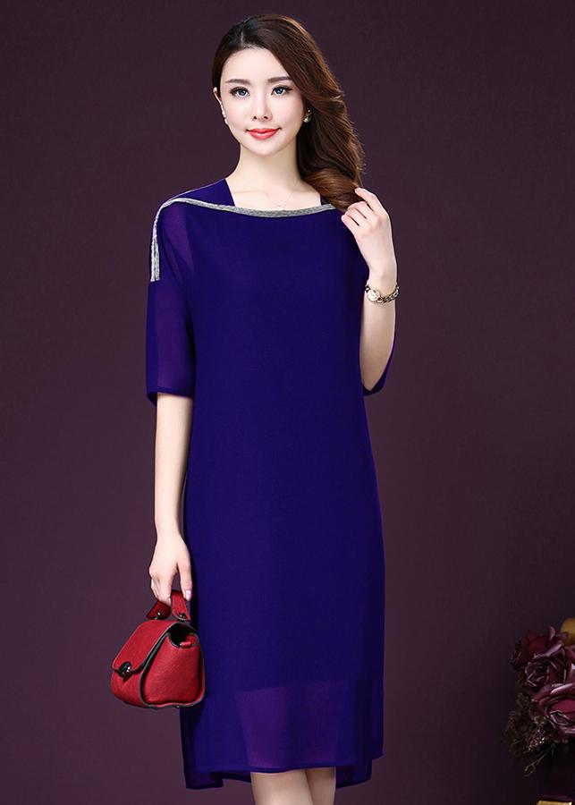 ĐẸP - CHẤT (Có Hình Thật) Đầm suông trung niên đẹp dáng suông đi tiệc dạo phố sang trọng váy đầm trung niên đính cườm,đầm suông tuổi trung niên XUKA 365 3112