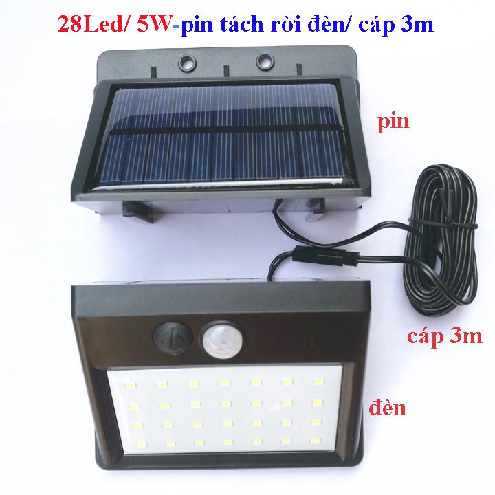 Đèn năng lượng cảm biến hồng ngoại 28led/5W, pin và đèn có thể tách rời