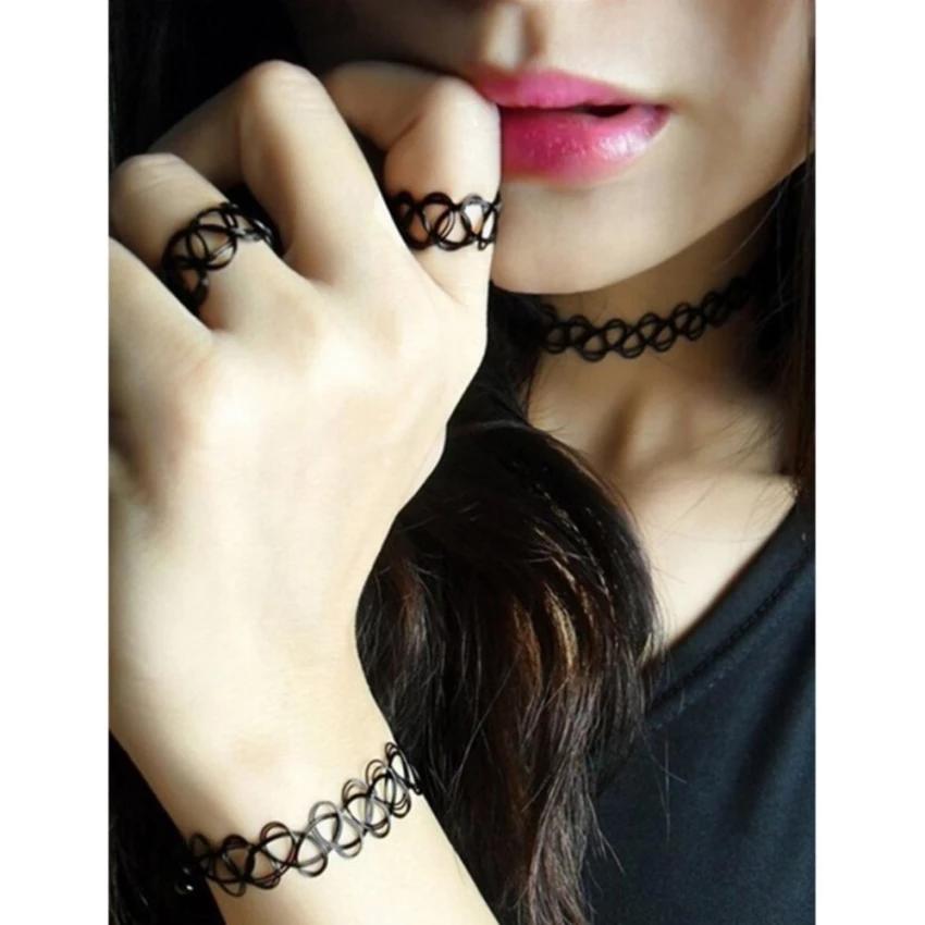 Bộ choker vòng cổ và vòng tay xăm tattoo cổ điển