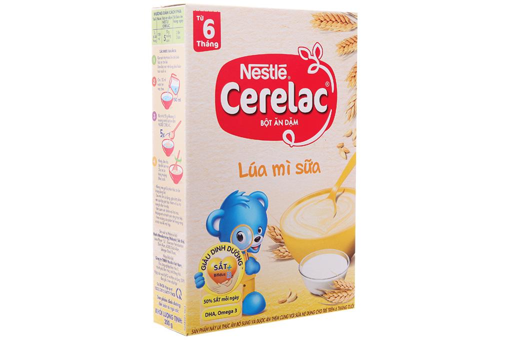 Bột ăn dặm Nestle Cerelac lúa mì sữa 200g- mẫu mới ít đường
