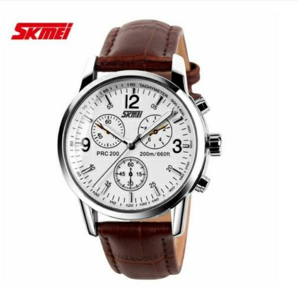 Đồng hồ dây da Skmei 9070 (Trắng)