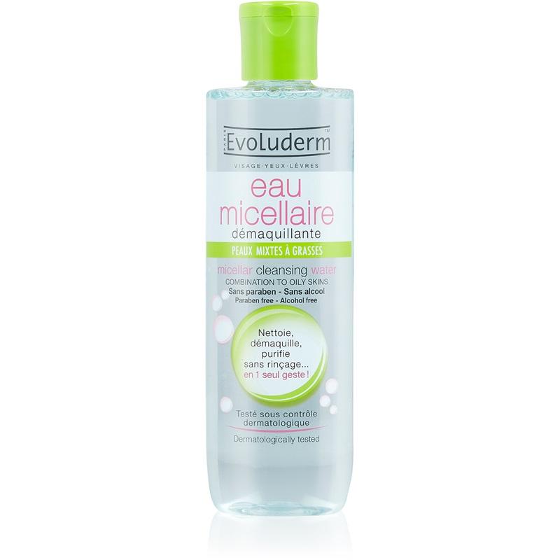 Nước Tẩy trang Evoluderm eau micellaire 250ml cho Da Nhờn - Màu Xanh Lá