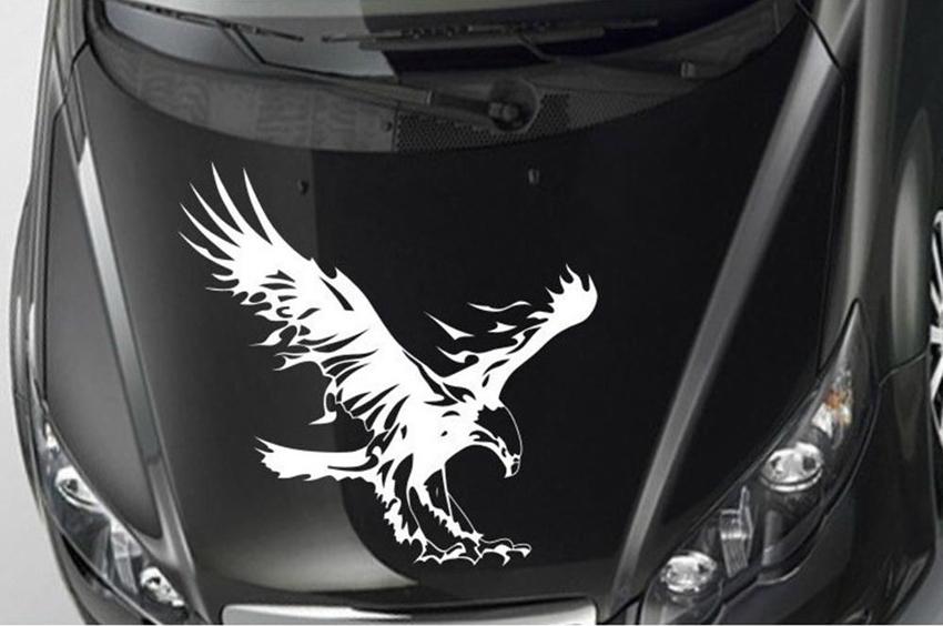 Decal hình Đại Bàng dán xe (Trắng)