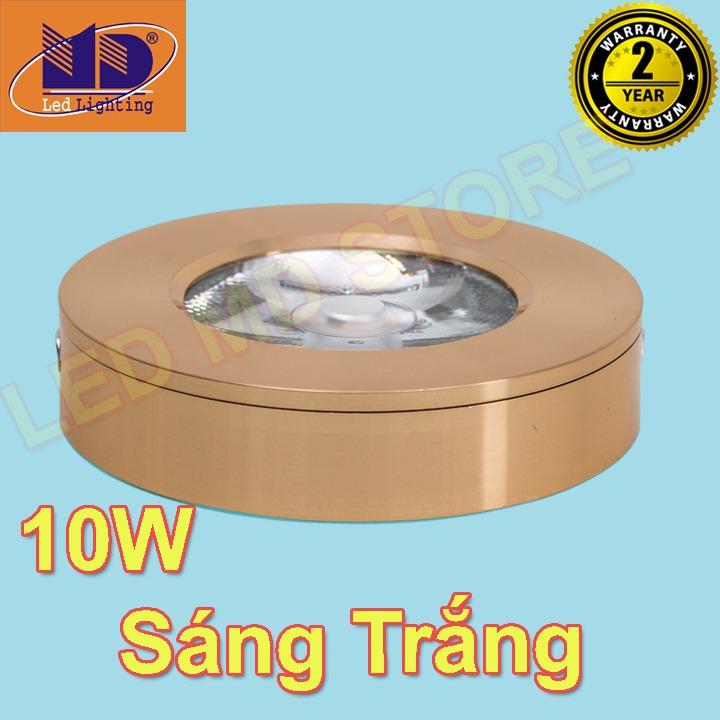 Bộ 5 Đèn led ốp nổi Tròn COB vỏ vàng gold ánh sáng trắng 10W