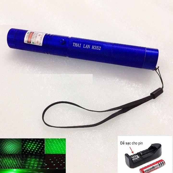 Đèn Pin Laser Xanh Lá H352 Cao Cấp Vỏ Xanh Dương