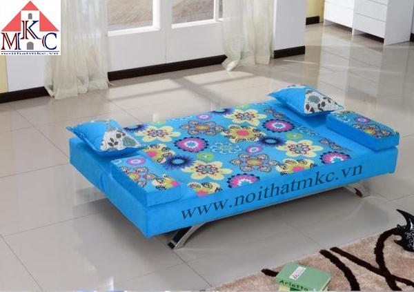 Giường gấp sofa 2in1 màu xanh ngọc kết hợp hoa