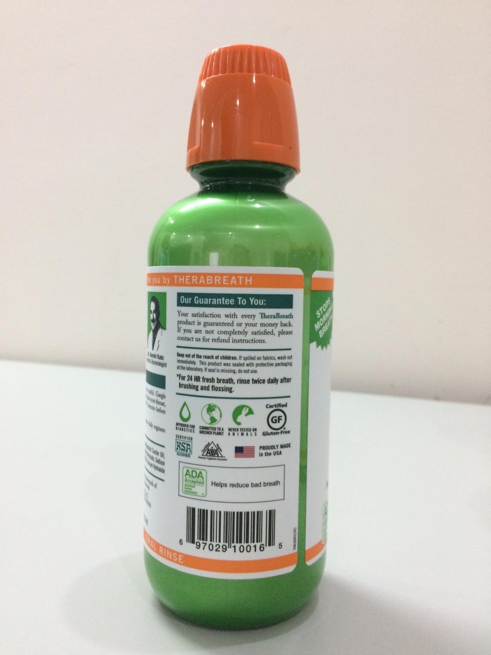 [Ảnh thật] Nước súc miệng TheraBreath vị bạc hà loại 473ml