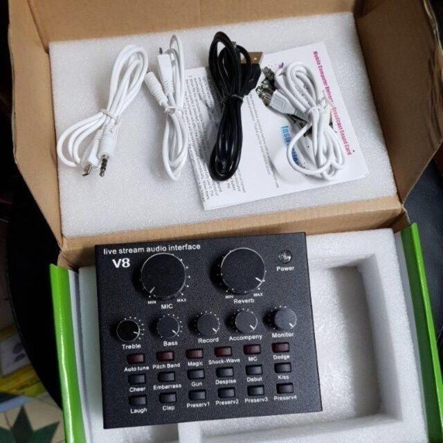 COMBO BỘ LIVESTREAM SUOND CARD v8 , MIC BM900