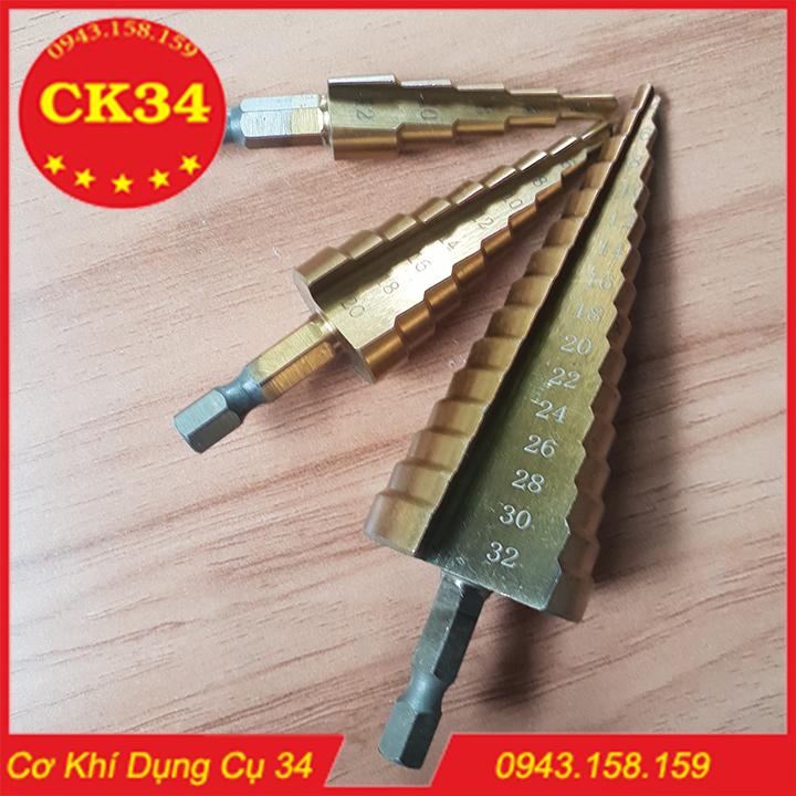 Bộ 3 mũi khoan bước tháp titanium 4-32mm,khoan sắt,tôn...