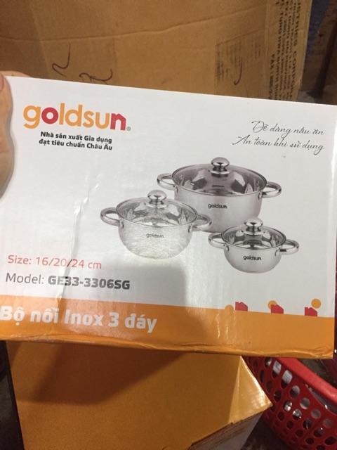 Bộ 3 nồi ba đáy Goldsun cao cấp