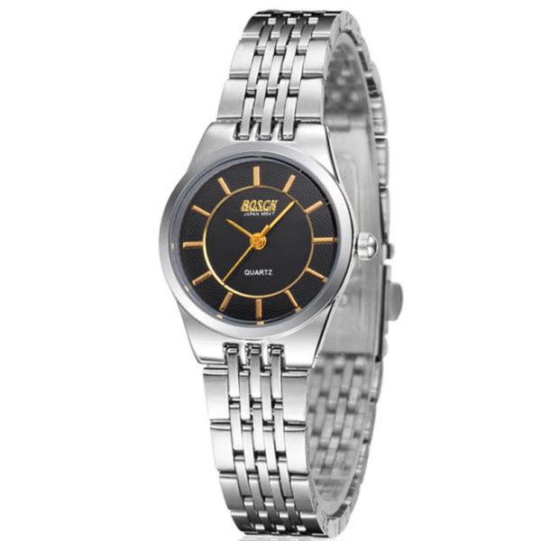 Đồng hồ nữ dây inox BOSCK 3304 (Trắng mặt đen)