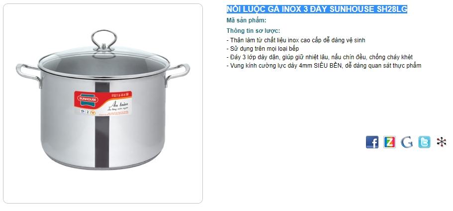 NỒI LUỘC GÀ INOX 3 ĐÁY SUNHOUSE SH28LG