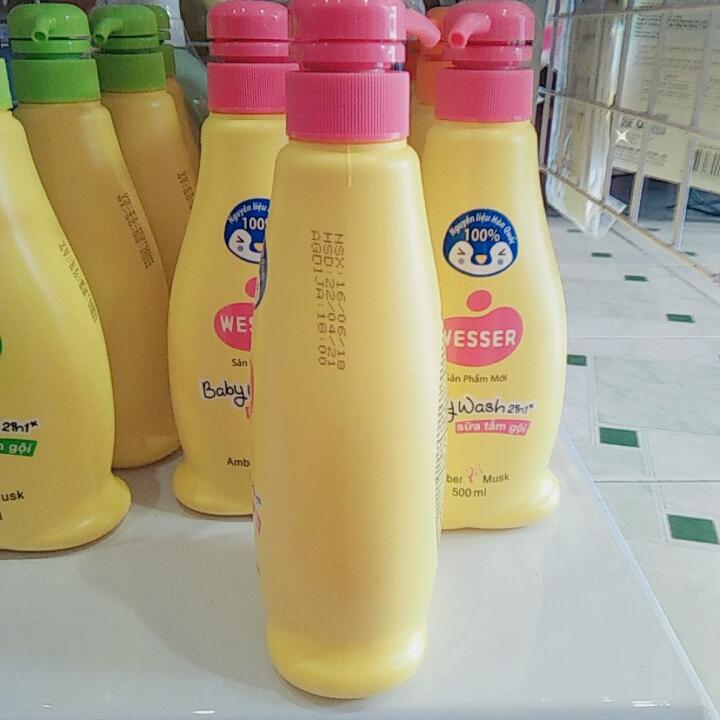 Bộ 4 chai Sữa tắm gội Wesser 500ml (Hồng) - sua tam goi