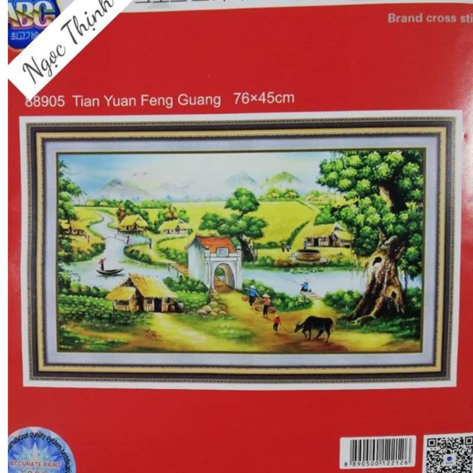 Tranh thêu chữ thập phong cảnh làng quê việt nam DLH- 88905 76x45cm- Ngocthinhshop