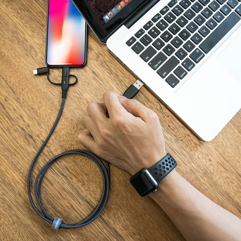 Cáp đa năng TRONSMART LAC10 3 trong 1 (Lightning + Micro B + Type C to USB-A) dài 1.2m