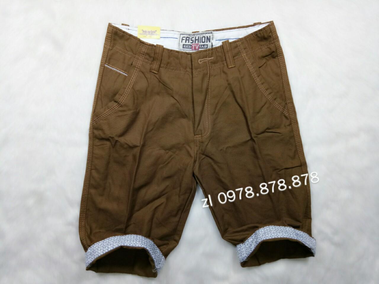 Quần short kaki nam màu nâu