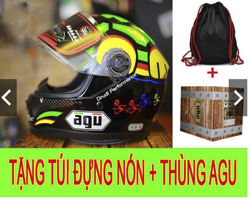 Nón Fullface AGU Tem Rùa, tặng túi AGU