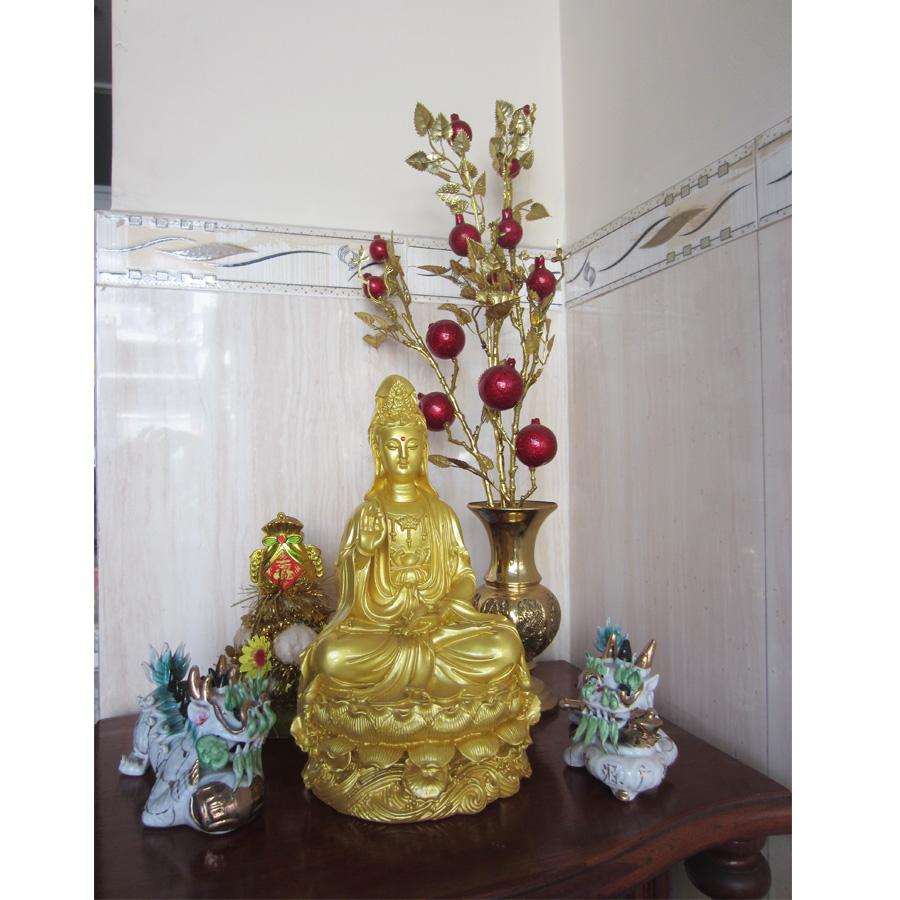 Tượng phật Quan âm tọa đài sen QADV29