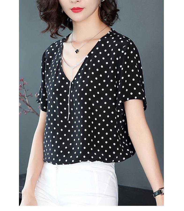 Tk359n-áo kiểu chấm bi cổ tim s-6xl
