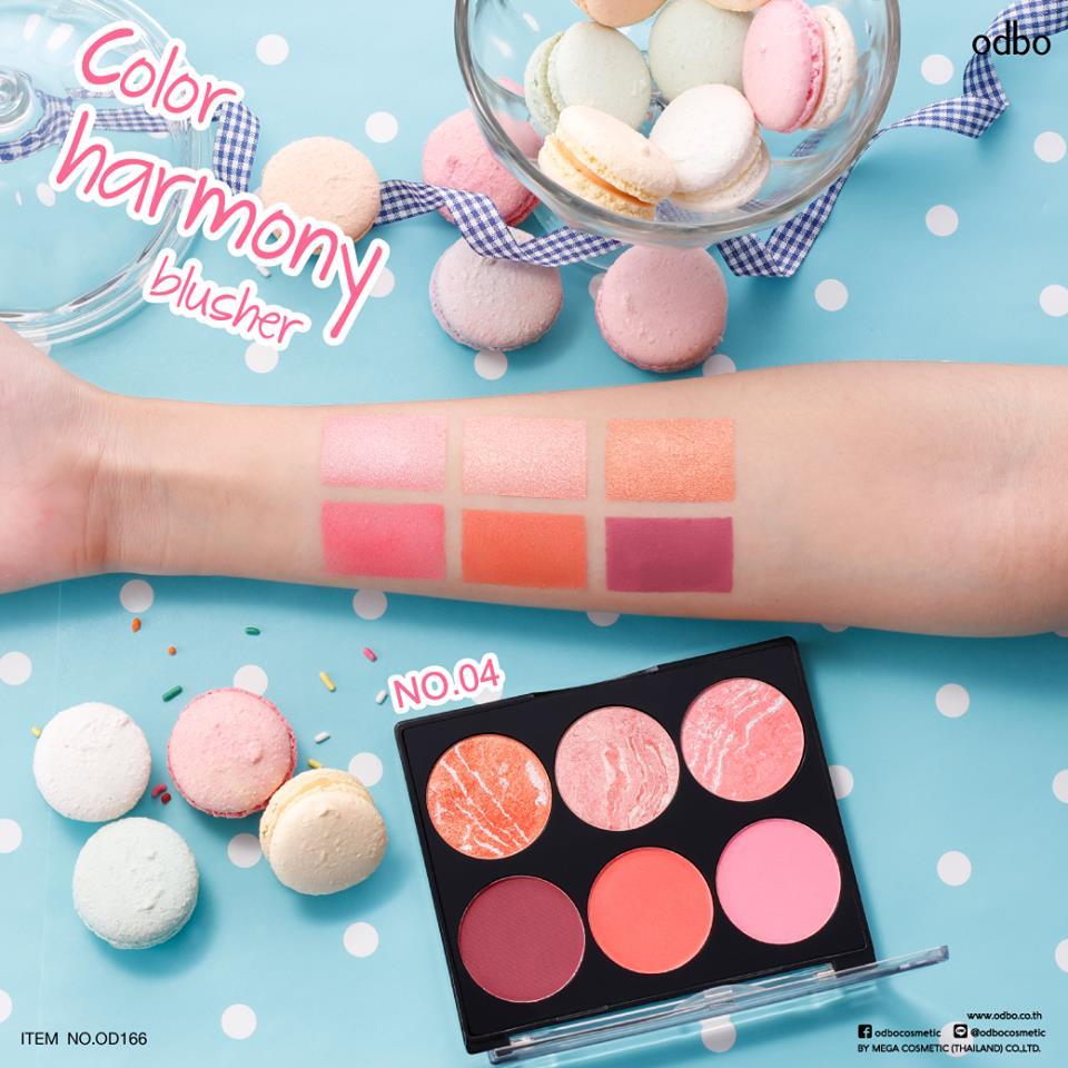 Phấn má 6 ô odbo color harmony blusher (Số 4)