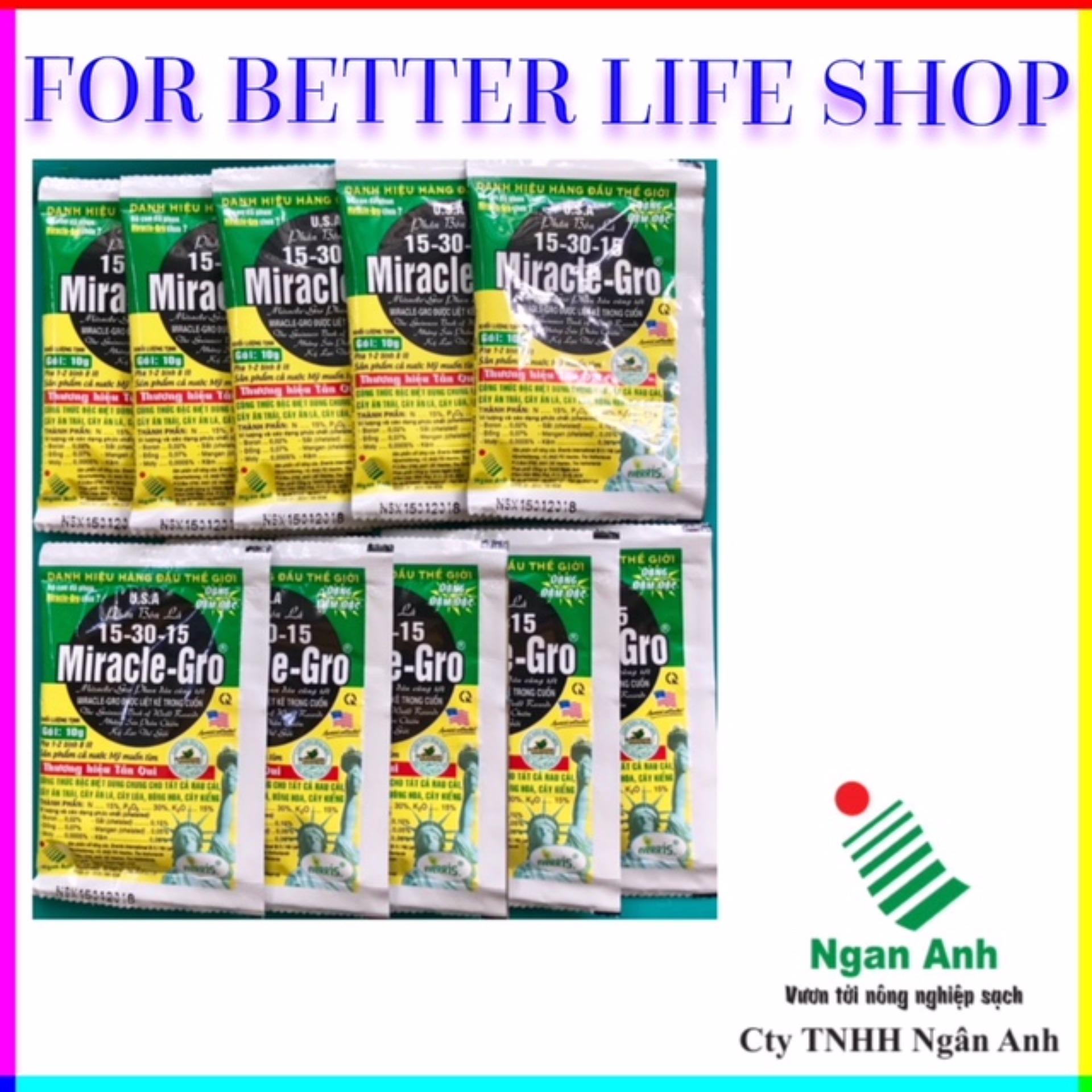 Bộ 10 gói Phân bón lá MIRACLE-GRO 15-30-15 (10gram, dể sử dụng).
