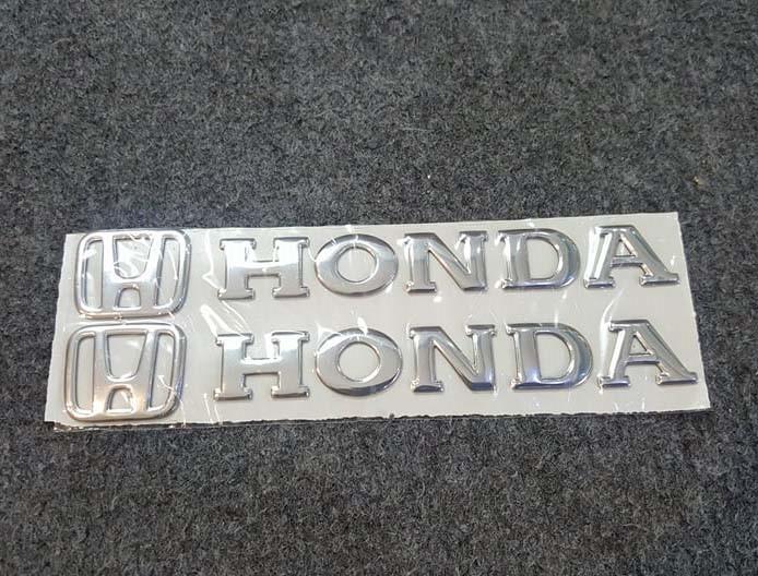 Bộ 2 miếng dán nổi chữ Honda (Bạc)