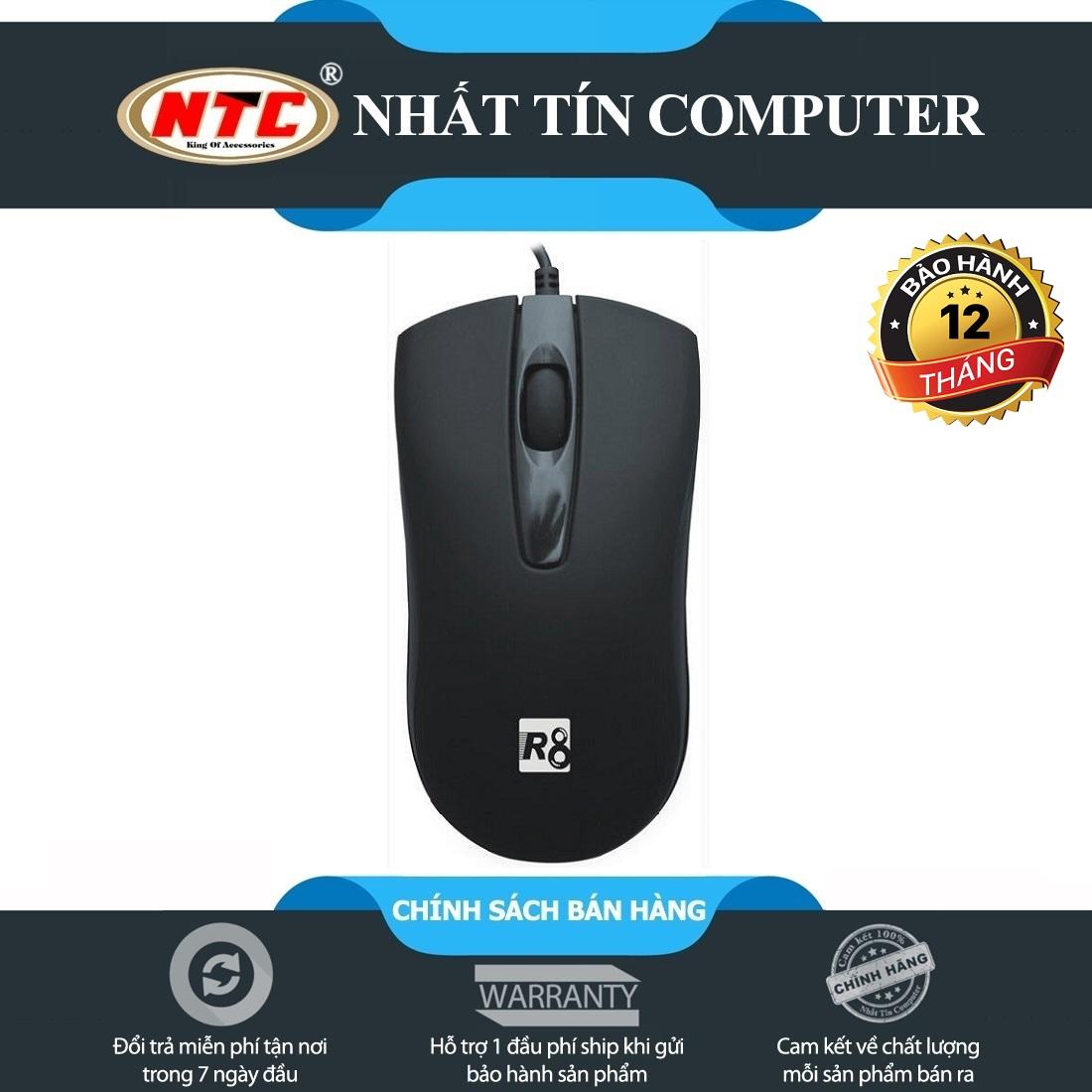 Chuột máy tính văn phòng có dây R8 1607 - model 2018 (Đen) - Hãng phân phối chính thức