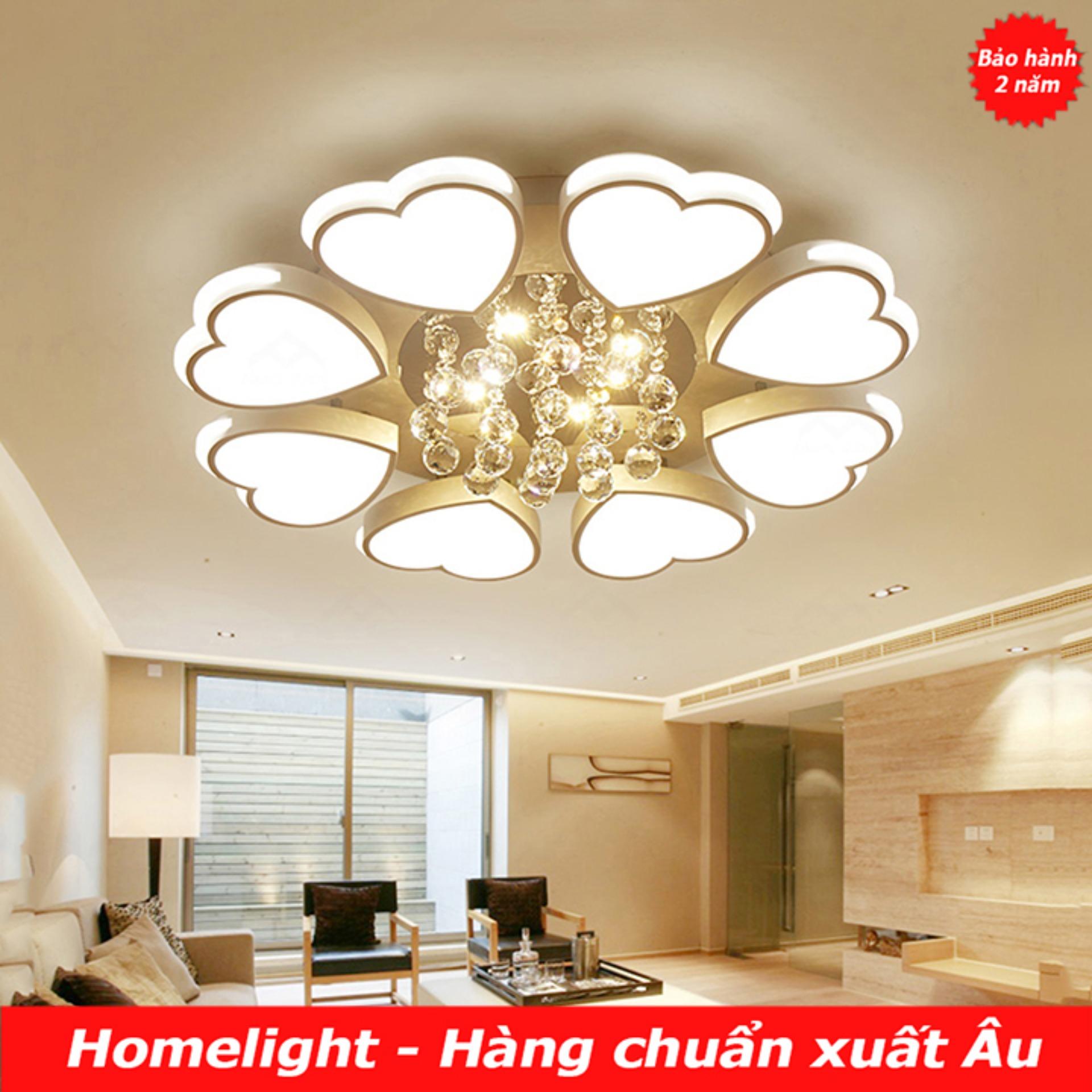 Đèn ốp trần Homelight - Đèn ốp trần Pha Lê Tim OPLADY03-8 (3 màu - Dimmer)