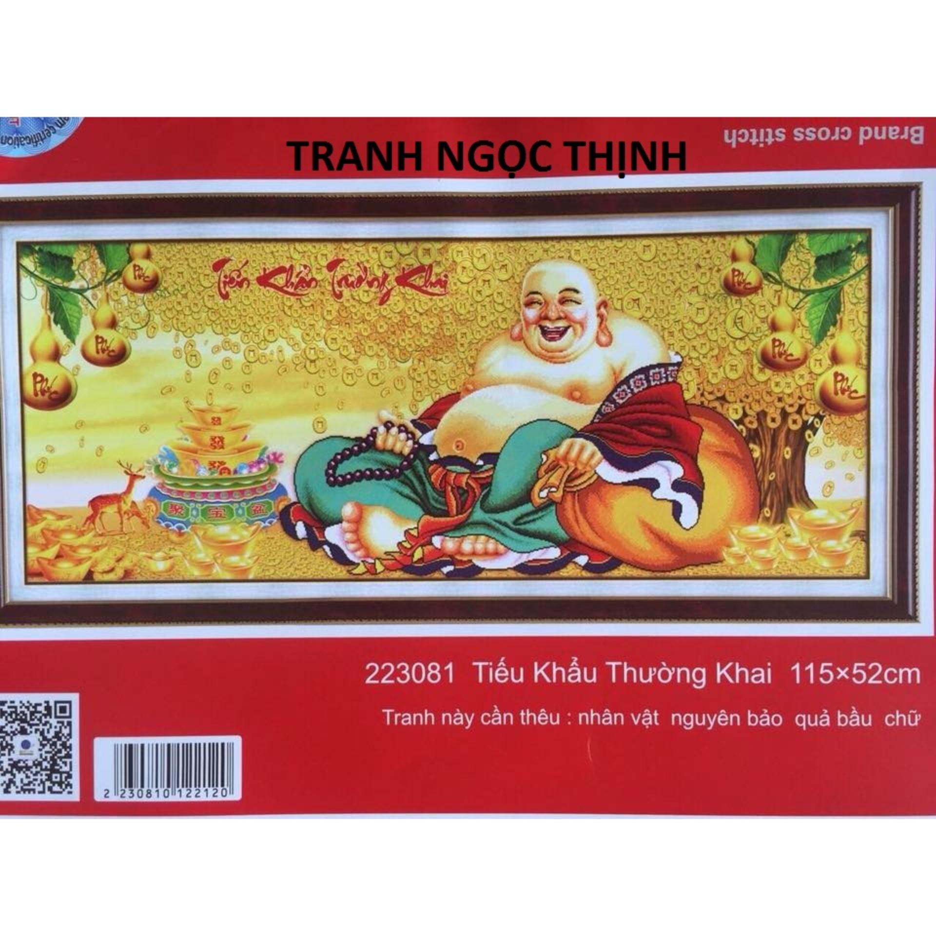 Tranh thêu chữ thập Di Lạc Tiểu khẩu trường khai có quả hồ lô phúc DLH-223081-Ngọc Thịnh