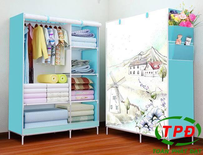 Tủ Vải 3D 2 Buồng 6 Ngăn Mẫu Mới Nhất