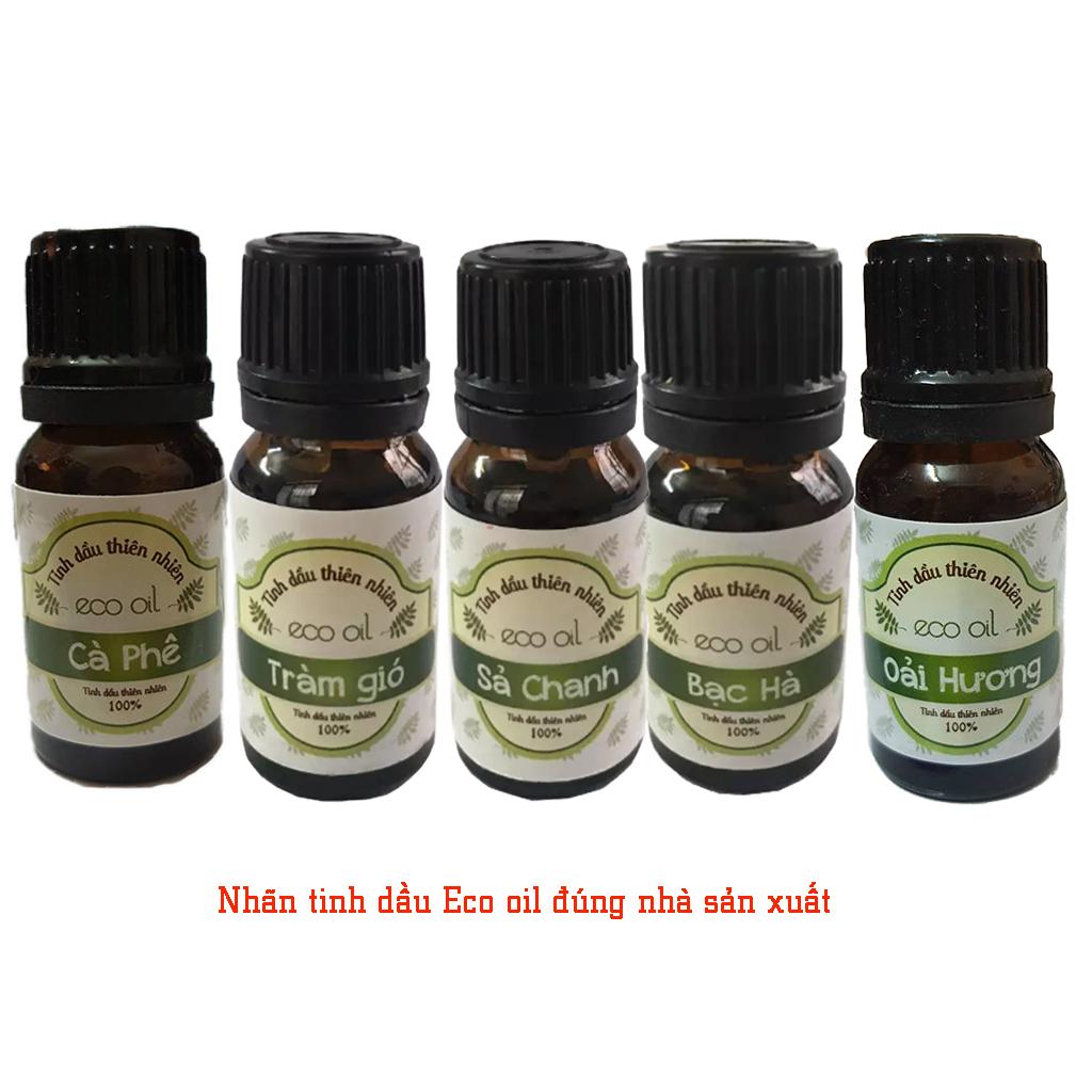 Combo 5 chai tinh dầu (oải hương, sả chanh, bạc hà, cà phê, tràm gió) Eco oil 10ml