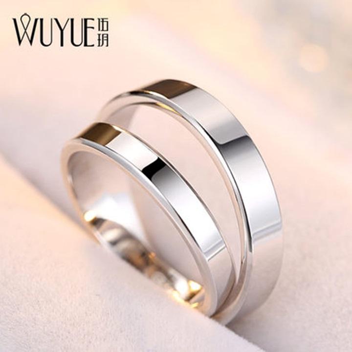 Nhẫn đôi inox trơn cao cấp sáng bóng NC131