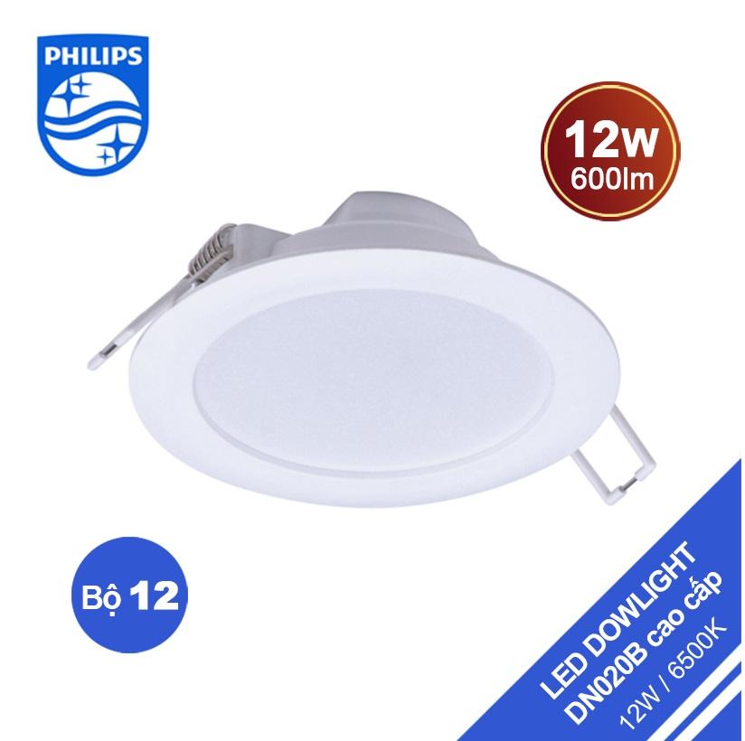 Bộ 12 bóng Đèn Philips LED Downlight âm trần DN020B 12W 6500K - Ánh sáng trắng