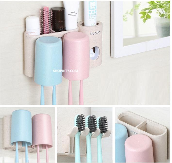 Bộ nhả kem đánh răng kèm 2 cốc ECOCO