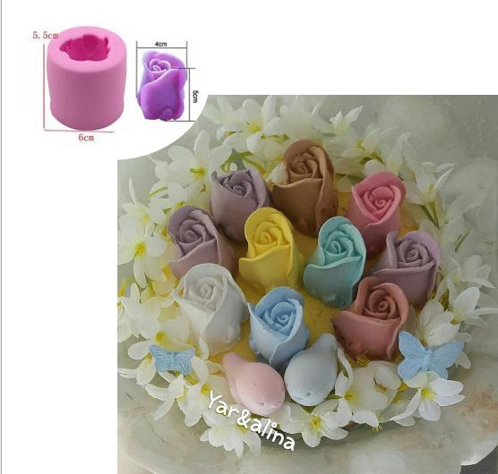 Khuôn rau câu silicon 3D hoa hồng búp