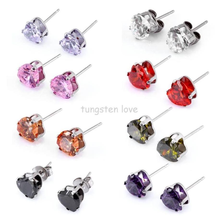 Bông tai titan đá trái tim lạ chất ĐV: 2 chiếc BT23