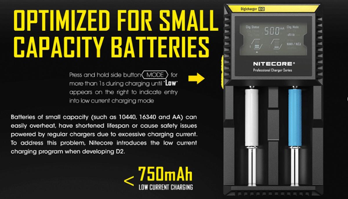Sạc Pin Nitecore D2 cho pin 18650, 26650, AA, AAA...