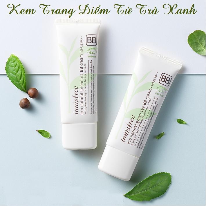 [HCM]KEM NỀN TRANG ĐIỂM TRÀ XANH INNISFREE ECO NATURAL GREEN TEA BB CREAM SPF29 PA++