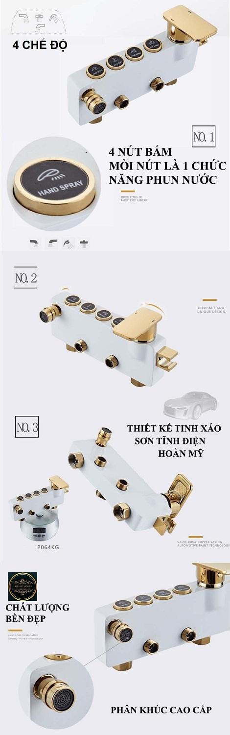 Vòi sen đứng tăng áp 4 trong 1, 4 chế độ chuyển đổi dòng thiết bị vòi sen cao cấp cho ngôi nhà hiện đại hiện nay(tặng khay đựng đồ)