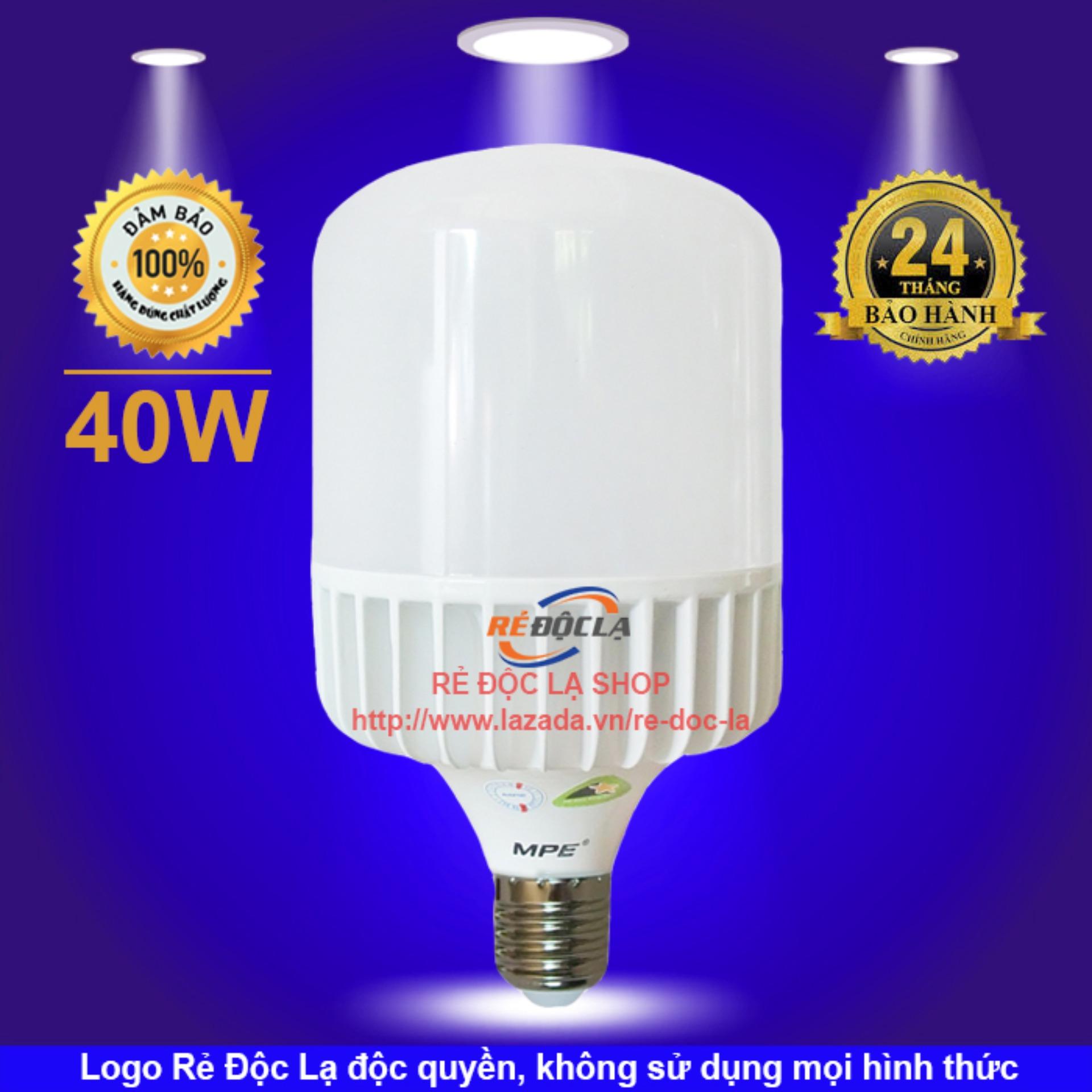 Bóng đèn led bulb trụ 40w MPE ( Ánh sáng trắng)- LED SHOP