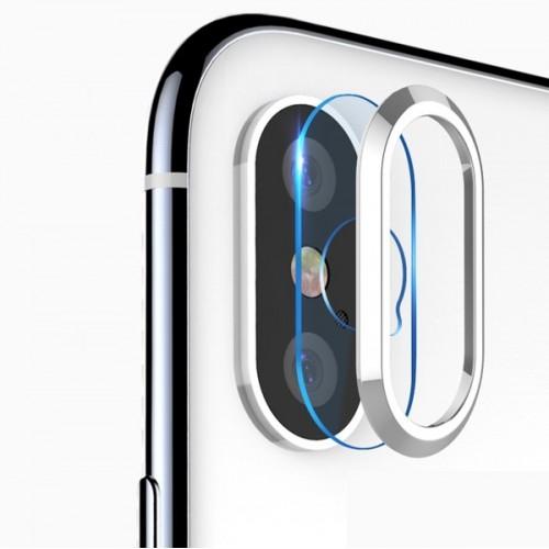 Bộ Bảo Vệ Camera Cho iPhone XS Max hiệu Totu (Gồm Kính Cường Lực Camera + Viền Kim Loại Camera) - Bạc