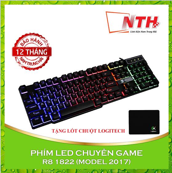 [HCM][TẶNG LÓT] BÀN PHÍM LED ĐA MÀU R8 1822