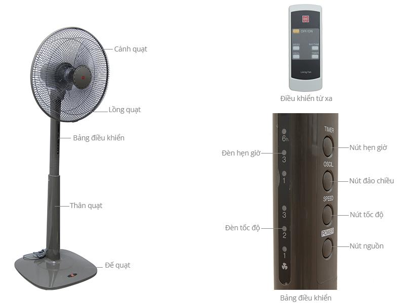 Quạt đứng KDK M40K (Xám ghi)